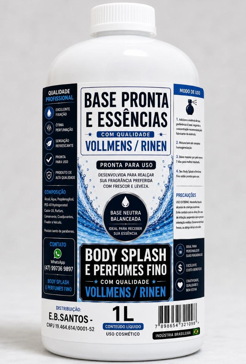 Base pronta e essências de 1 litro, distribuída pela EBS Perfumaria