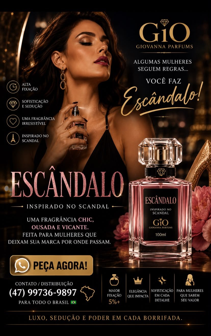 Perfume Escândalo, 100 ml, inspirado no Scandal, da Gio Giovanna Parfums